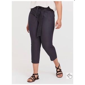NEW Torrid 22 Crop Twill Self Tie Utility Pant - Dark Slate Grey